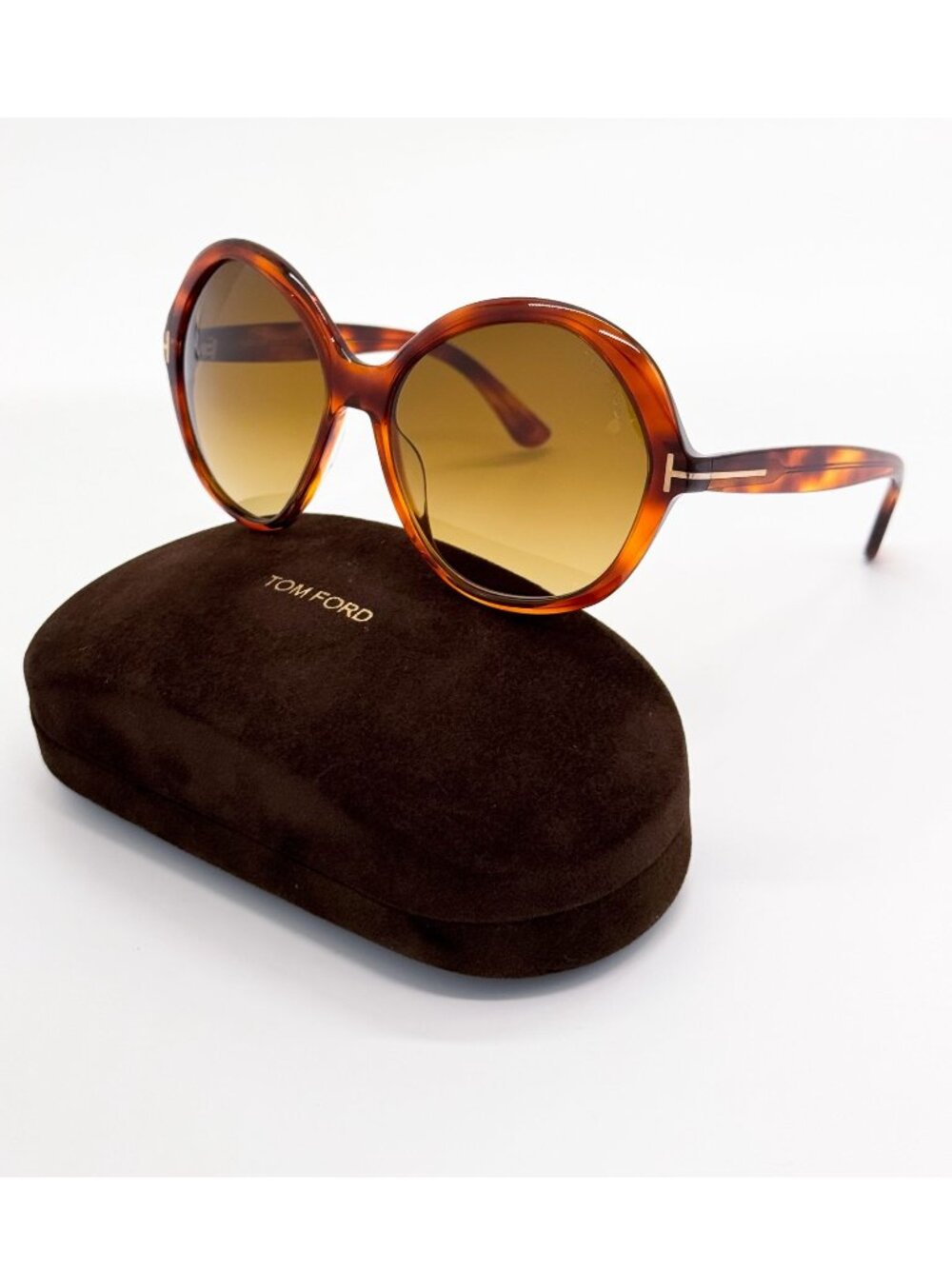 New Tom Ford Annabelle-02 TF1282 54F Round Oversized Women Havana Sunglasses Aut